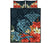 Hawaii Turtle Shark Manta Ray Hibiscus Plumeria Quilt Bed Set Blue - Polynesian Pride