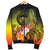 Polynesian Hawaii Men's Bomber Jacket - Humpback Whale with Tropical Flowers (Yellow) - Polynesian Pride