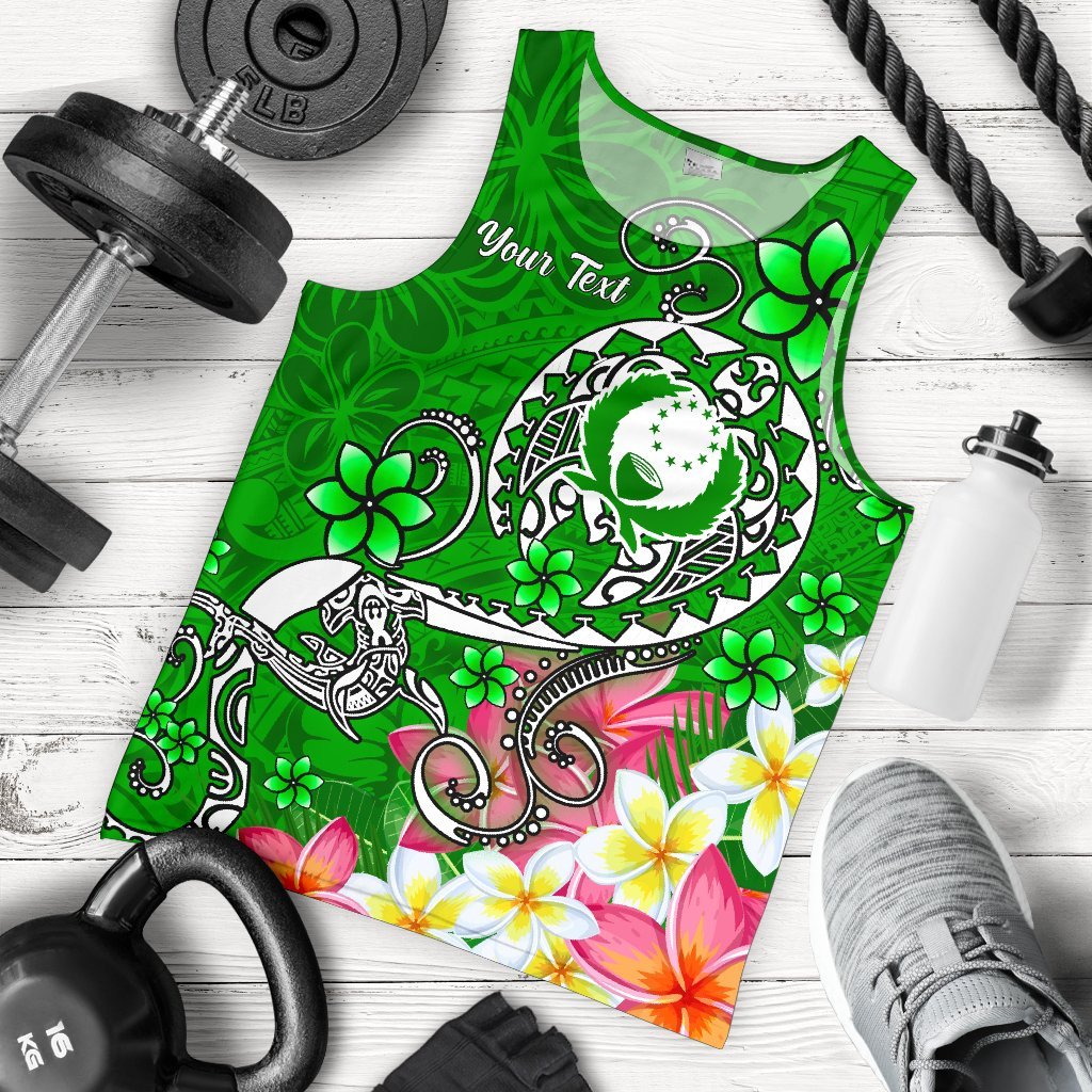 Pohnpei Custom Personalised Men's Tank Top - Turtle Plumeria (Green) Green - Polynesian Pride