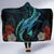 Hawaii Polynesian Honu Sea Hibiscus Hooded Blanket Hooded Blanket Black - Polynesian Pride