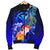 Polynesian Hawaii Custom Personalised Men's Bomber Jacket - Kanaka Maoli Humpback Whale with Tropical Flowers (Blue) - Polynesian Pride