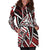 Yap Women's Hoodie Dress - Tribal Flower Special Pattern Red Color - Polynesian Pride