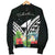 Tokelau Men's Bomber Jacket - Tokelau Caledonia Coat of Arms & Polynesian Tropical Flowers White - Polynesian Pride