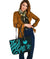 Nauru Large Leather Tote - Turquoise Tentacle Turtle - Polynesian Pride