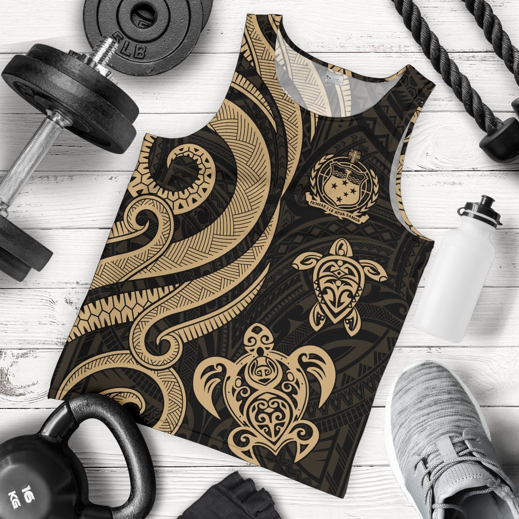 Samoa Men's Tank Top - Gold Tentacle Turtle Gold - Polynesian Pride