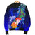 Yap Men's Bomber Jacket - Humpback Whale with Tropical Flowers (Blue) - Polynesian Pride