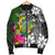 Tuvalu Men Bomber Jacket - Turtle Plumeria Banana Leaf - Polynesian Pride