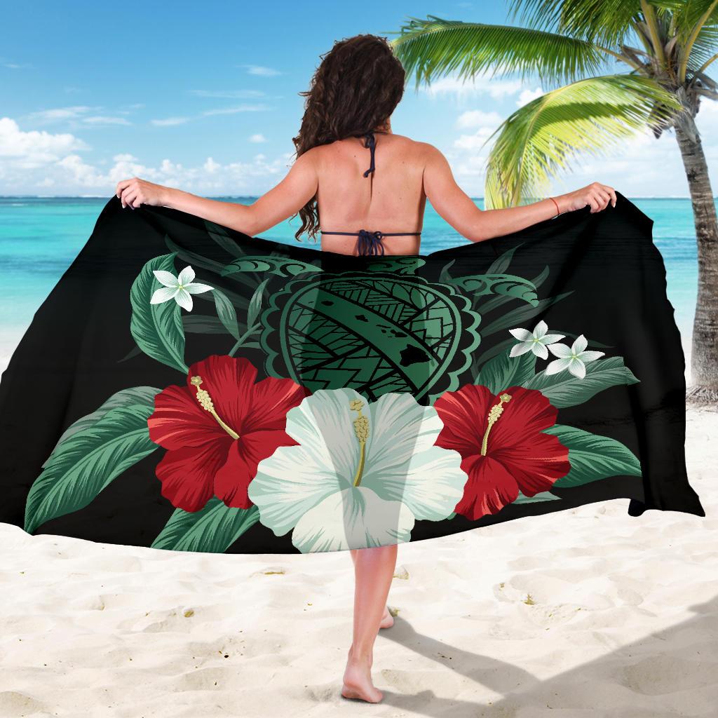Hawaii Turtle Map Hibiscus Sarong - Polynesian Pride
