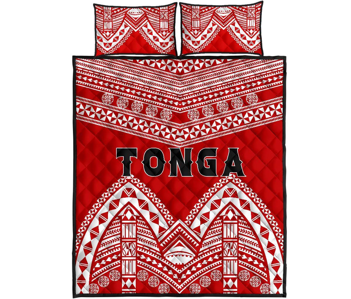 Tonga Quilt Bed Set - Tonga Polynesian Tribal Pattern Red - Polynesian Pride