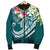 Wallis and Futuna Polynesian Men's Bomber Jacket - Summer Plumeria (Turquoise) - Polynesian Pride