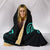 Hawaii Map Plumeria Polynesian Turquoise Turtle Hooded Blanket - Polynesian Pride