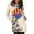 Tahiti Hoodie Dress - Tahiti Flag & Beige Hibiscus - Polynesian Pride