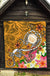 Hawaii Polynesian Premium Quilt - Hawaii Seal With Turtle Plumeria (Gold) - Polynesian Pride