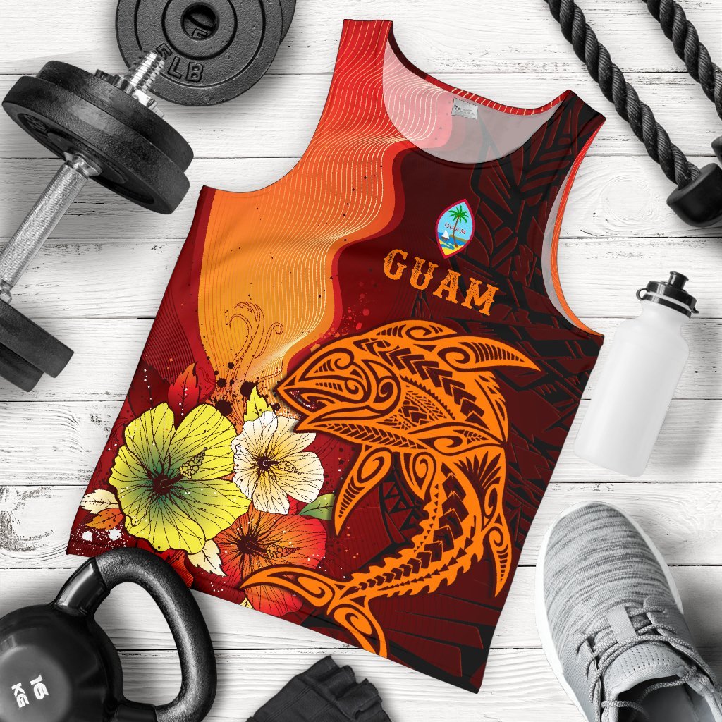Guam Men Tank Top - Tribal Tuna Fish Orange - Polynesian Pride