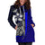 Samoa Polynesian Women's Hoodie Dress Blue - Turtle With Hook - Polynesian Pride