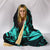 Hawaii Map Kanaka Polynesian Hula Girl Hooded Blanket - Turquoise - Polynesian Pride