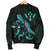 Kosrae Polynesian Men's Bomber Jacket - Turtle With Blooming Hibiscus Turquoise - Polynesian Pride