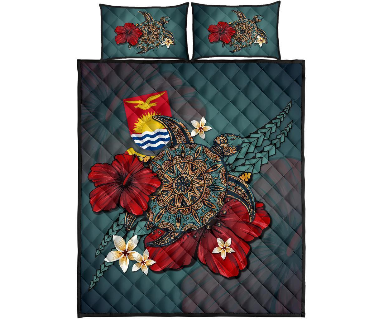 Kiribati Quilt Bed Set - Blue Turtle Tribal Blue - Polynesian Pride