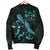 Fiji Polynesian Men's Bomber Jacket - Turtle With Blooming Hibiscus Turquoise - Polynesian Pride