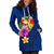 Tonga Polynesian Women's Hoodie Dress - Floral With Seal Blue - Polynesian Pride