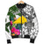 Tokelau Men's Bomber Jacket White - Turtle Plumeria Banana Leaf - Polynesian Pride