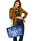 Personalized - Hawaii Turtle Jellyfish Coral Galaxy Large Leather Tote - Polynesian Pride