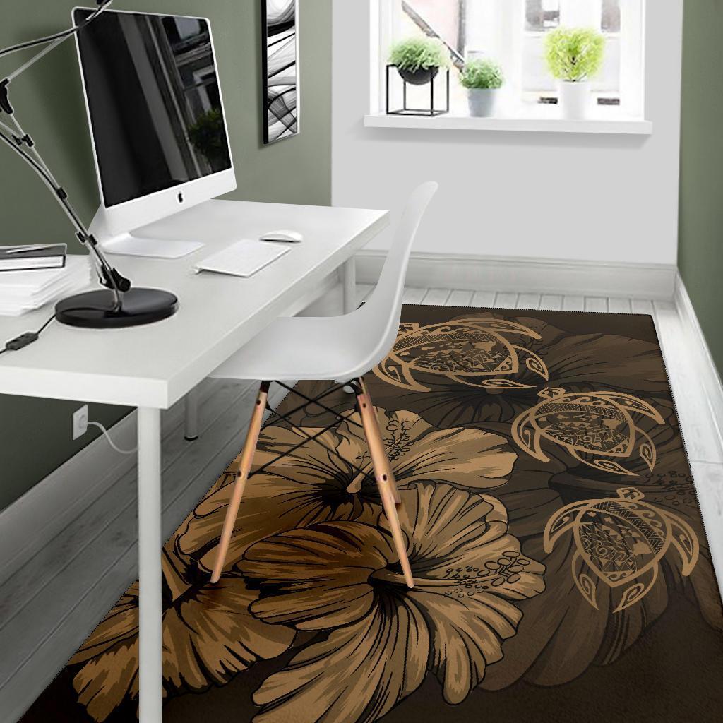 Hawaiian Map Hibiscus Flowers Vintage Polynesian Rug AH - Polynesian Pride