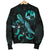 Tonga Polynesian Men's Bomber Jacket - Turtle With Blooming Hibiscus Turquoise - Polynesian Pride