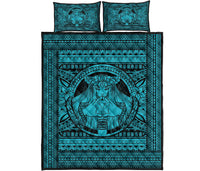 Hawaii Polynesian Pele Kanaka Quilt Bed Set Blue - Polynesian Pride