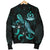 Vanuatu Polynesian Men's Bomber Jacket - Turtle With Blooming Hibiscus Turquoise - Polynesian Pride