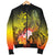 Guam Custom Personalised Men's Bomber Jacket - Humpback Whale with Tropical Flowers (Yellow) - Polynesian Pride