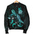 New Caledonia Polynesian Men's Bomber Jacket - Turtle With Blooming Hibiscus Turquoise - Polynesian Pride