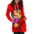 Tonga Polynesian Women's Hoodie Dress - Floral With Seal Red - Polynesian Pride