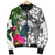 Palau Custom Personalised Men's Bomber Jacket White - Turtle Plumeria Banana Leaf Crest - Polynesian Pride