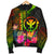 Polynesian Hawaii Kanaka Maoli Polynesian Men's Bomber Jacket - Hibiscus and Banana Leaves - Polynesian Pride