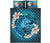 Tahiti Polynesian Quilt Bed Set - Blue Plumeria Animal Tattoo - Polynesian Pride