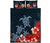 Hawaiian Quilt Bed Set - Hibiscus And Turtle Tattoo Blue - Polynesian Pride