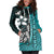 Polynesian Hawaii Custom Personalised Hoodie Dress Turquoise - Turtle with Hook - Polynesian Pride