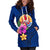 Tahiti Polynesian Women's Hoodie Dress - Floral With Seal Blue - Polynesian Pride