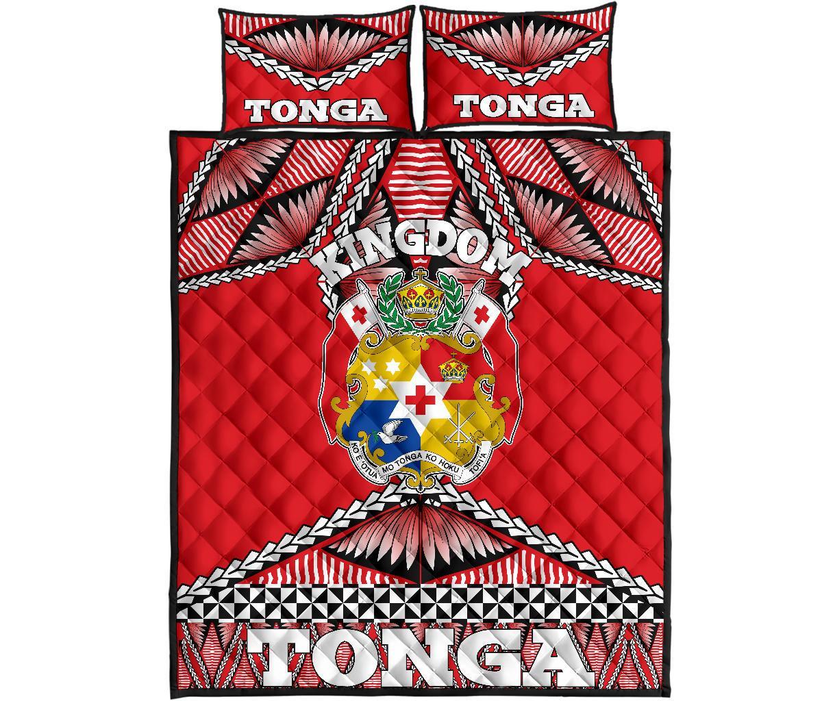 Tonga Polynesian Quilt Bed Set - Tonga Kingdom Coat Of Arms Red Version Red - Polynesian Pride