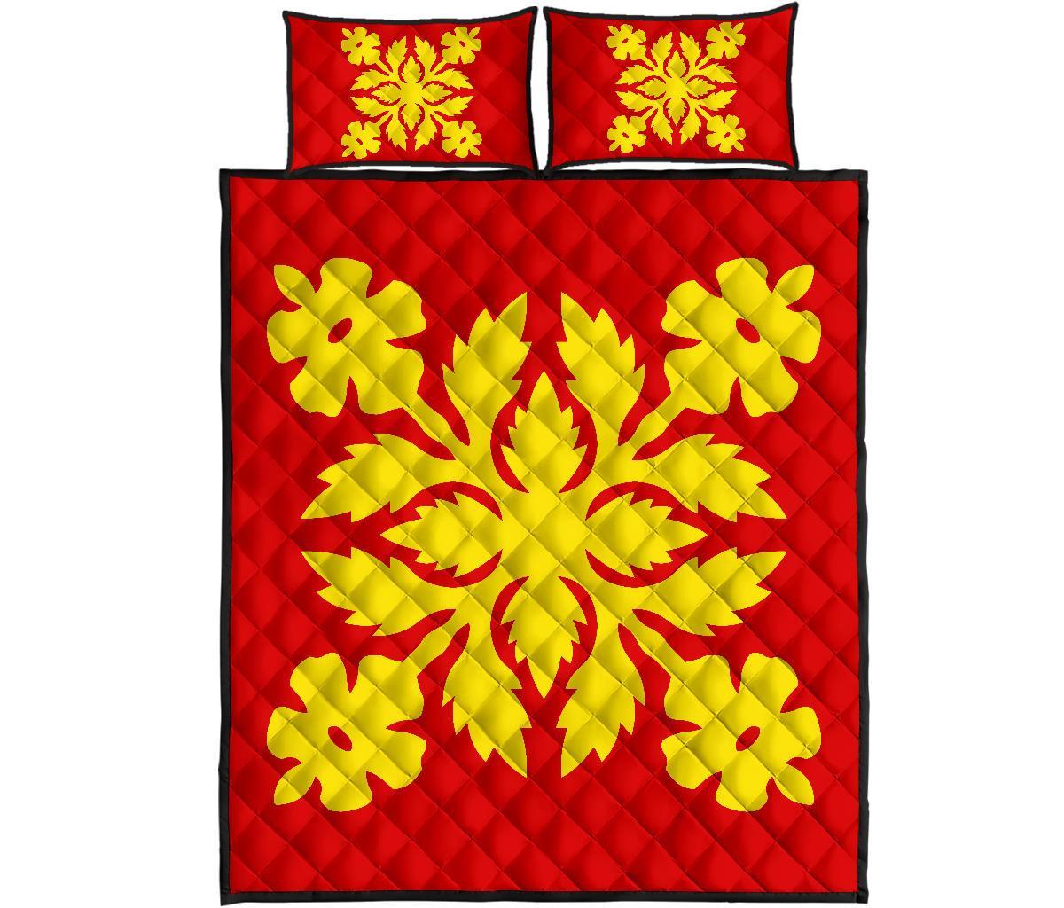 Hawaiian Quilt Bed Set Royal Pattern - Royal - B2 Style - Polynesian Pride