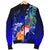 Marshall Islands Custom Personalised Men's Bomber Jackets - Humpback Whale with Tropical Flowers (Blue) - Polynesian Pride