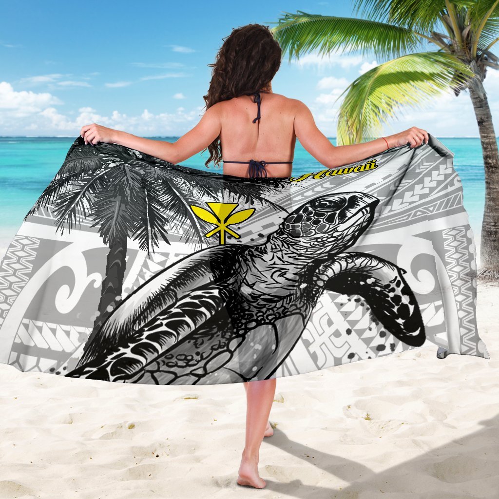 Hawaii Sarongs - Turtle Palm Tree White One Style One Size White - Polynesian Pride