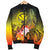 Polynesian Hawaii Men's Bomber Jacket - Kanaka Maoli Humpback Whale with Tropical Flowers (Yellow) - Polynesian Pride