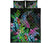 Hawaii Shark Turtle Tropical Polynesian Quilt Bed Set - Happy Style - AH Black - Polynesian Pride