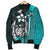 Tonga Micronesia Men's Bomber Jackets Turquoise - Turtle With Hook - Polynesian Pride