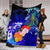 Kosrae Custom Personalised Premium Blanket - Humpback Whale with Tropical Flowers (Blue) - Polynesian Pride