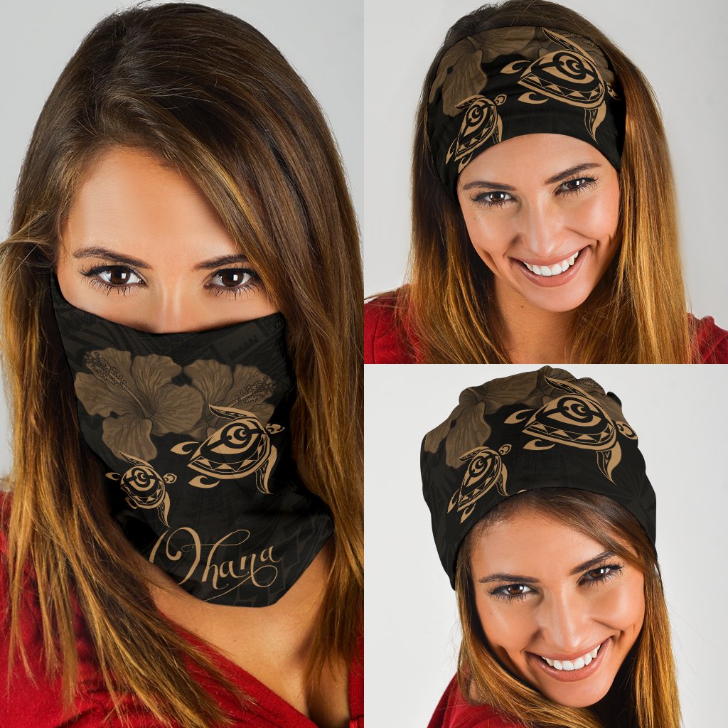 Hawaii Turtle Ohana Hibiscus Polynesian Bandana 3-Pack - Unique Style Gold Gold One Size - Polynesian Pride