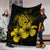 Hawaii Hibiscus Premium Blanket - Turtle Map - Yellow AH - Polynesian Pride