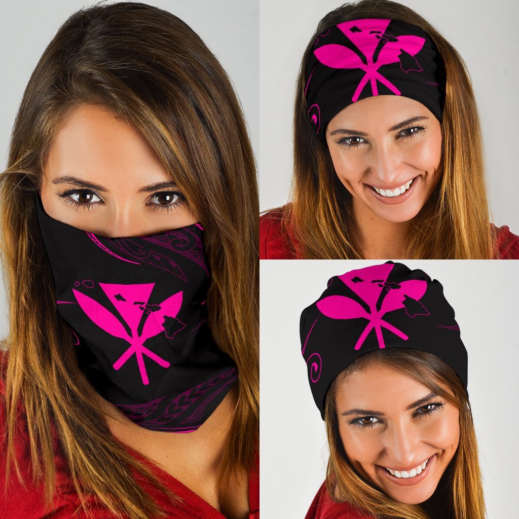 Hawaii Kanaka Map Polynesian Bandana 3 - Pack - Pink One Size Pink - Polynesian Pride